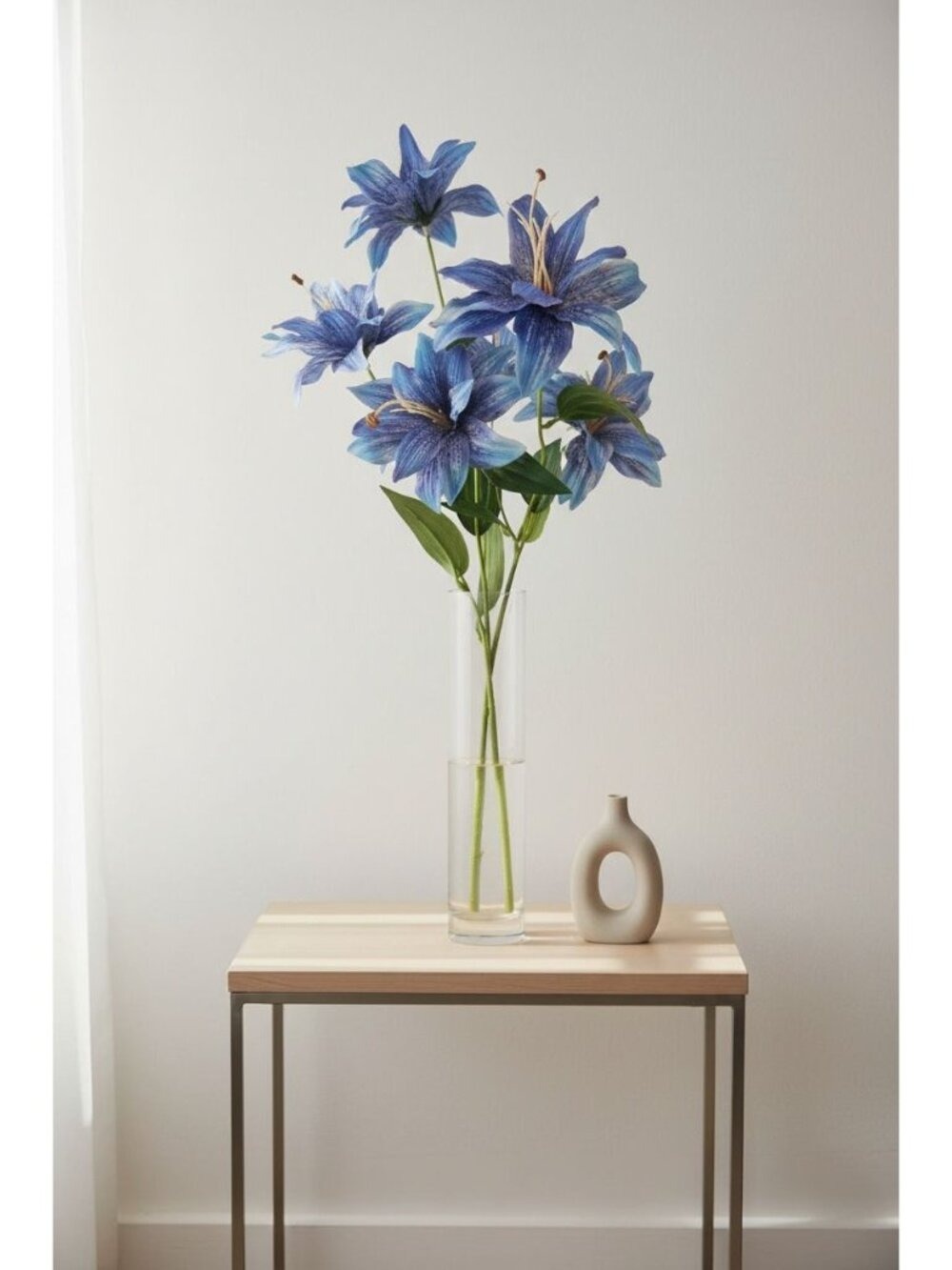 Luxury Artificial Tiger Lily Stem 34 Inch | Blue Faux Lily | Designer Artificial - Picture 8 of 13